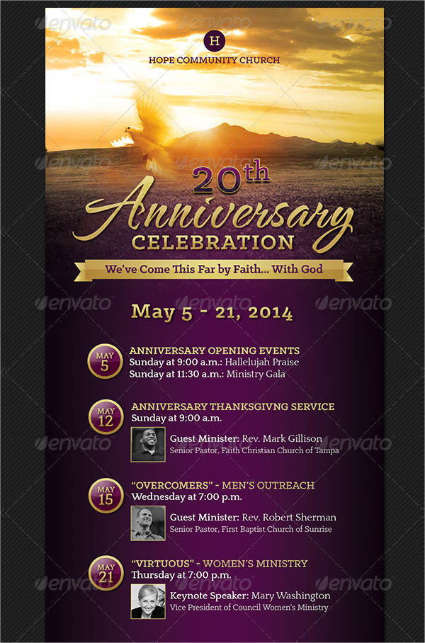 Church Anniversary Events Rack Card Template