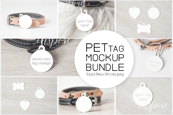 Circle Pet Tag PSD Mockup Bundle