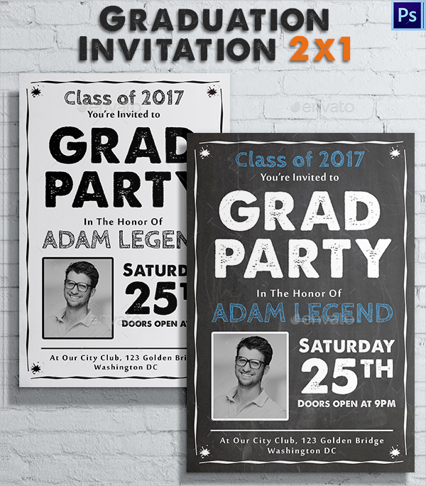 Clean Chalkboard Graduation Invitation