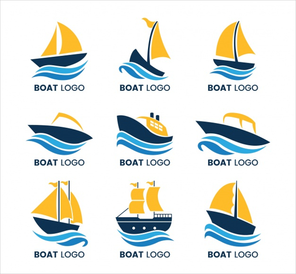 Collection Of Boat Logos With Waves Free Vector