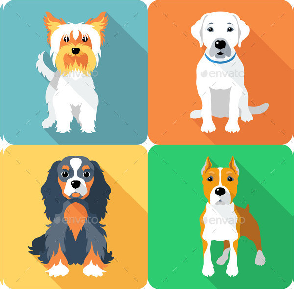 Dog Icon Design With Different Breed