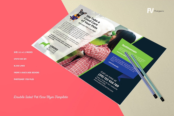 Double Sided Pet Care Flyer Template