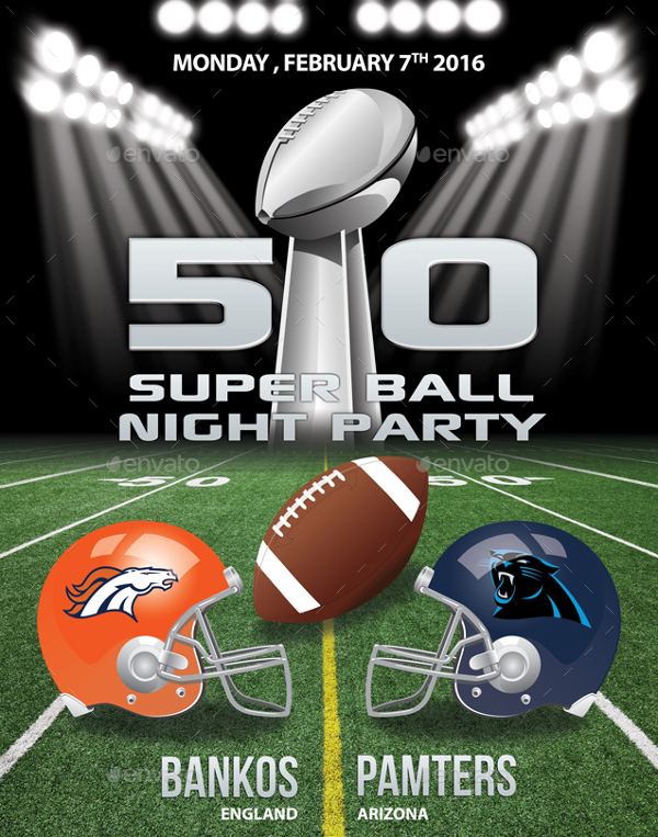Football game Super Bowl Poster Template