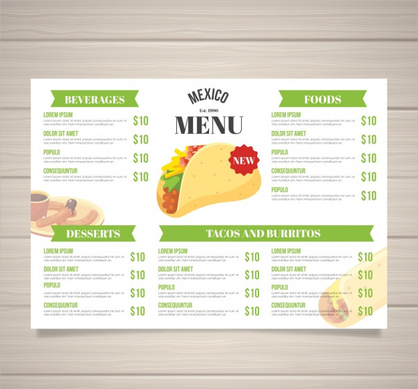 Free Download Flat Mexican Food Menu Templates