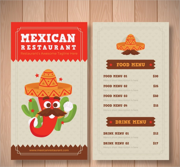 Free Funny Mexican Food Menu Template