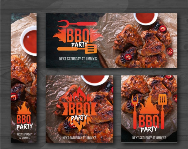 Free Vector Barbecue Invitations Set