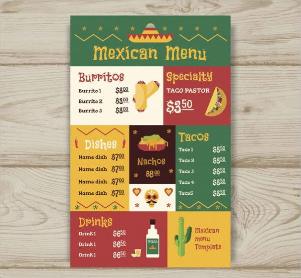Free Vector Mexican Food Menu Template