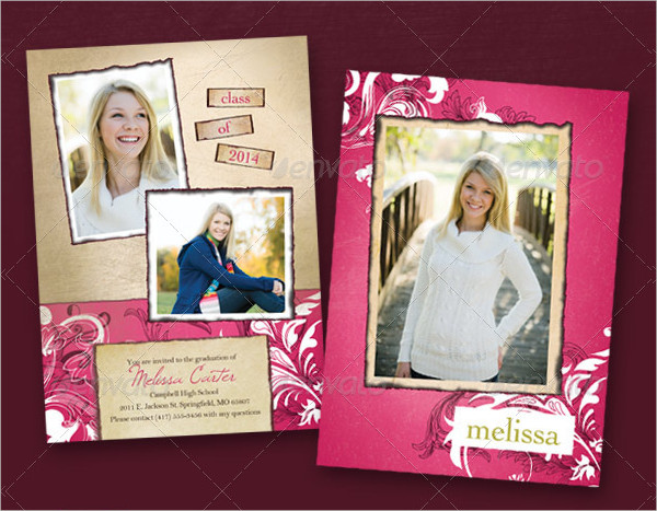 Fully Editable Rustic Pink Graduation Cards Template