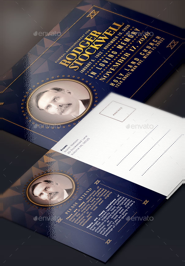 Funeral Announcement Vector Card Template