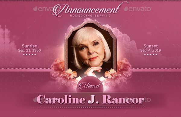 Funeral Service Announcement Card Template