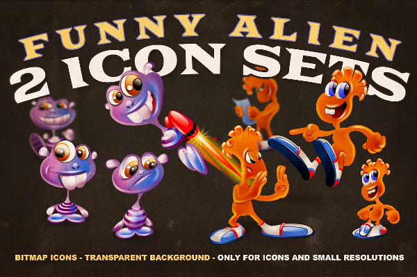 Funny Alien Icon Set