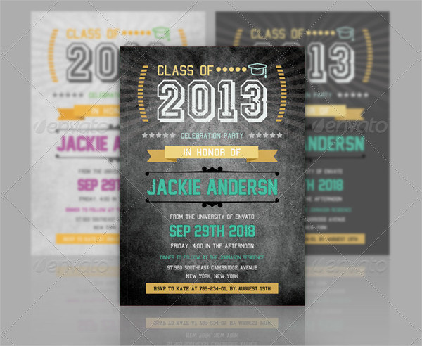 Graduation Announcement Invitation Blackboard Design Template