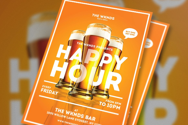 Happy Hour Bar And Events Flyer Template