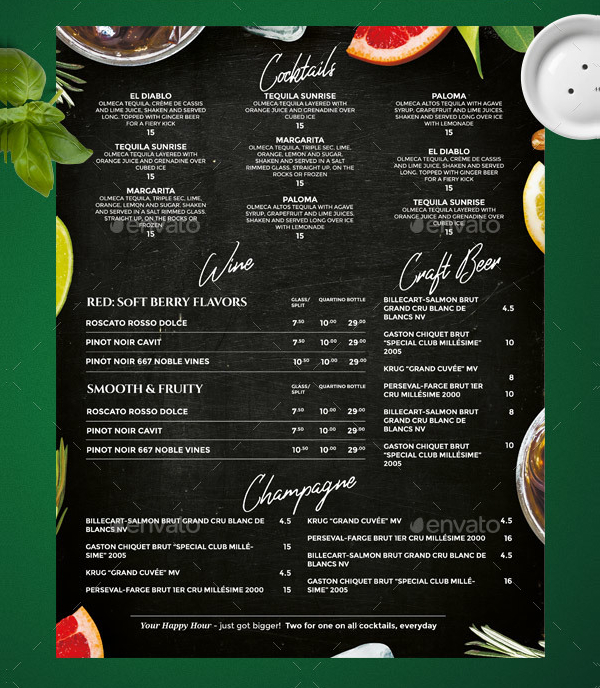 Modern Chalkboard Menu Flyer Template