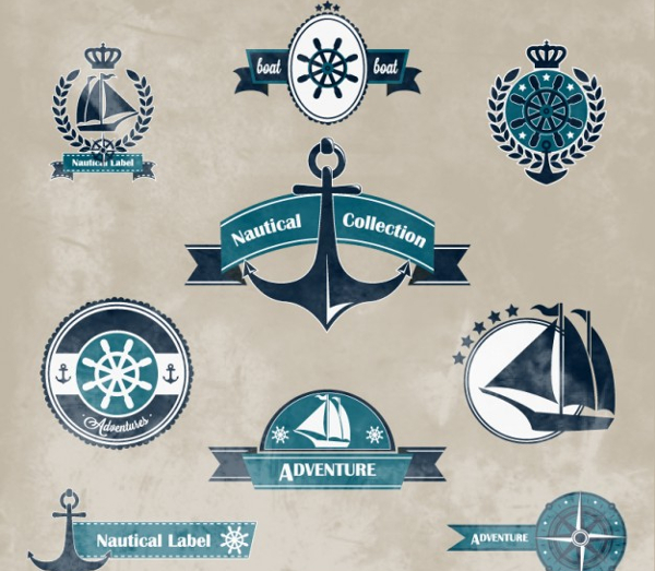 Nautical Logos Collection Free Vector