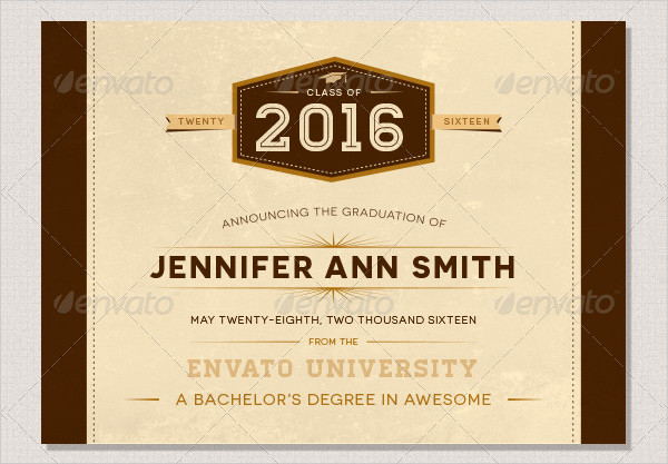Graduation Retro Announcement Card Design Template