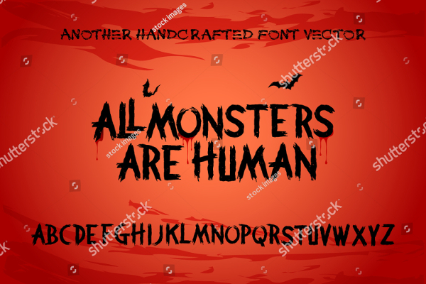 Scary Brush Alphabet Font With Horror