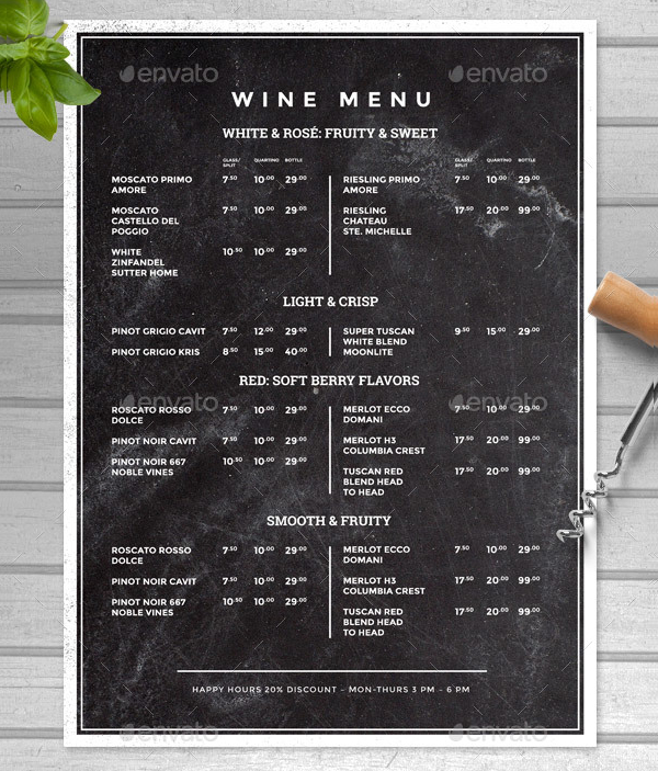 Typography Chalkboard Food And Drinks Menu