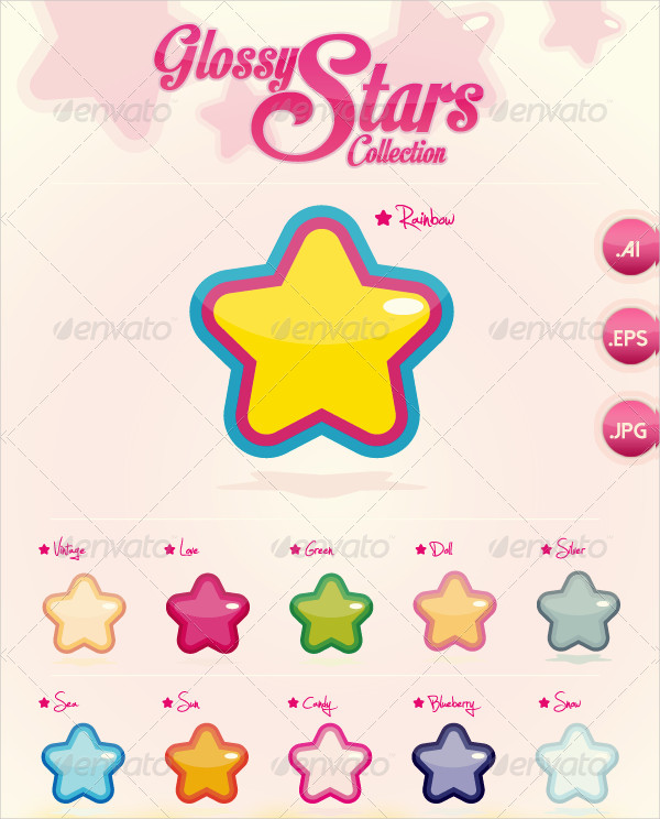 Vector Glossy Stars Icons Collection