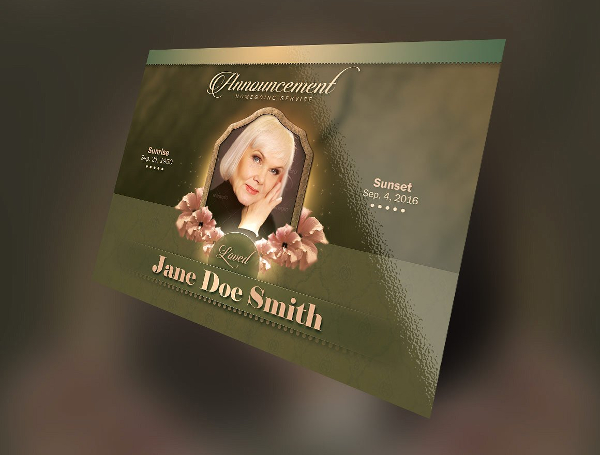 Vintage Green Funeral Announcement Template