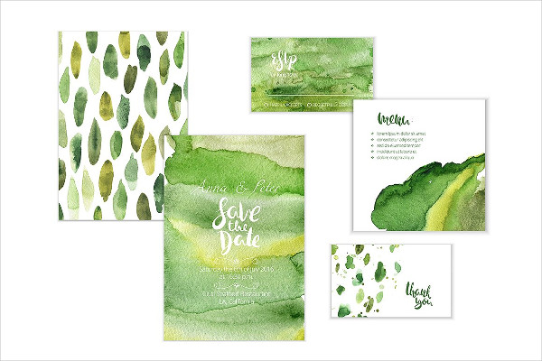 Abstract Watercolor Backgrounds In Green Colors