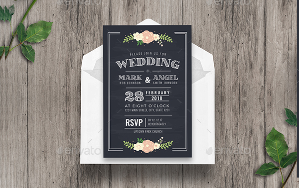 Chalkboard Style Wedding Invitation