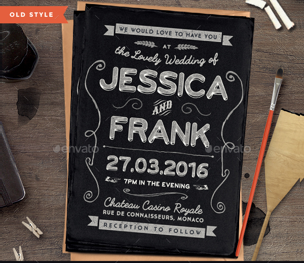 Chalkboard Vintage Wedding Invite