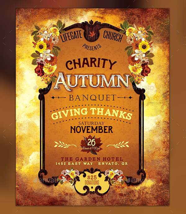 Charity Autumn Banquet Thanks Giving Flyer