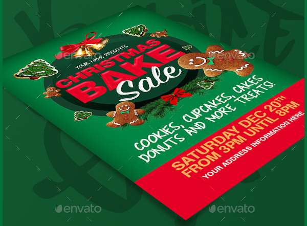 Christmas Bake Sale Vector Flyer Template