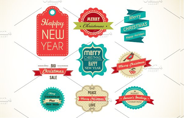 Christmas Vintage Labels & Elements