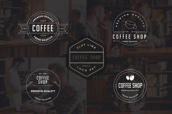 Coffee Flat Line Logo Template