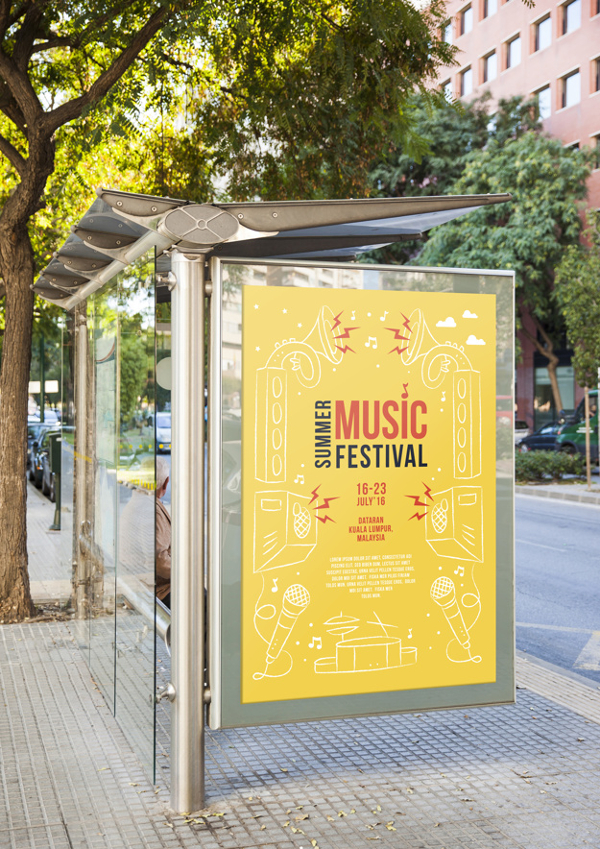 Free Billboard Bus Stop Mockup