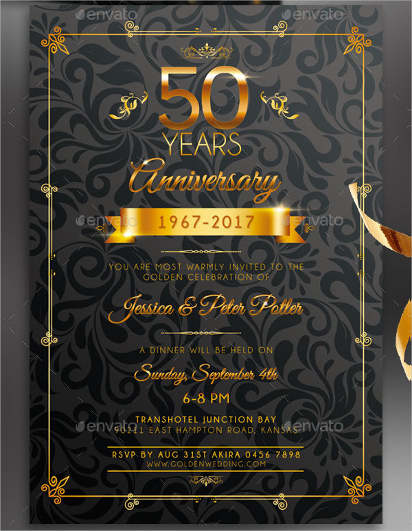 Golden Anniversary Invitation Card Design Template