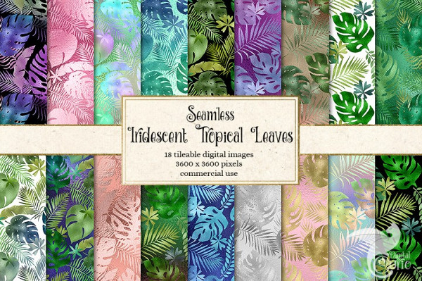 Iridescent Tropical Leaf Design Pattern