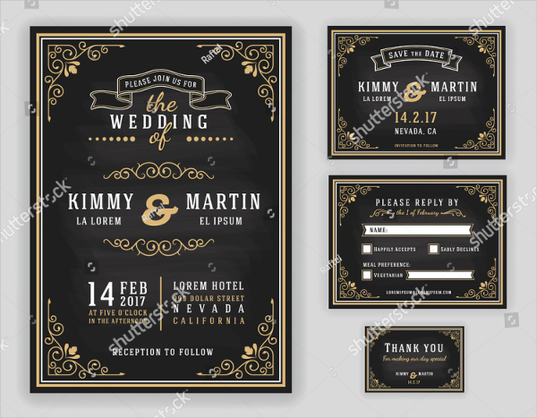 Luxurious Wedding Invitation On Chalkboard