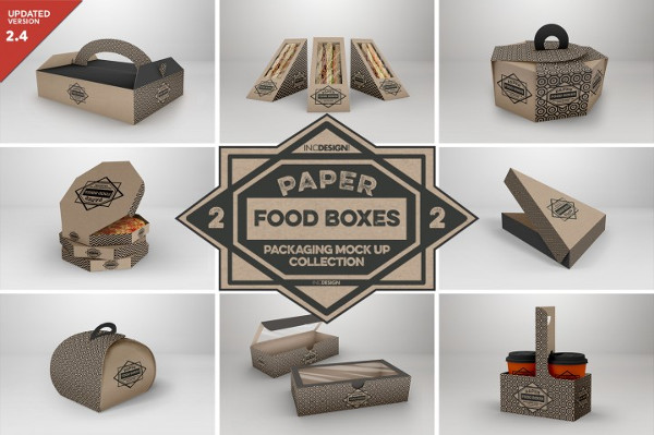 Paper Food Box Packaging Mockup Collection