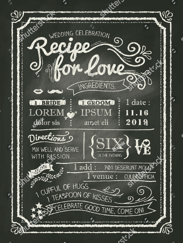 Recipe Chalkboard Wedding Invitation
