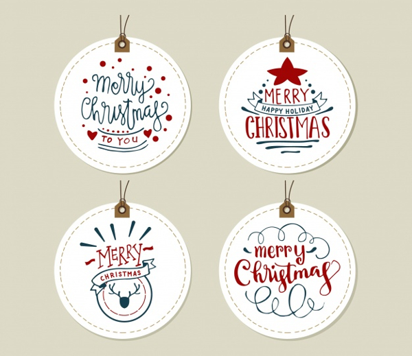 Retro Christmas Labels Set Free Vector