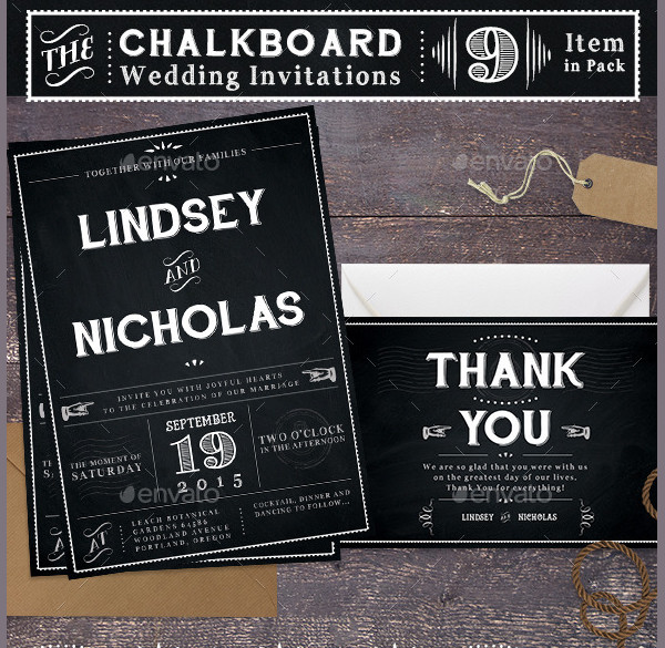 Simple Chalkboard Wedding Invitations