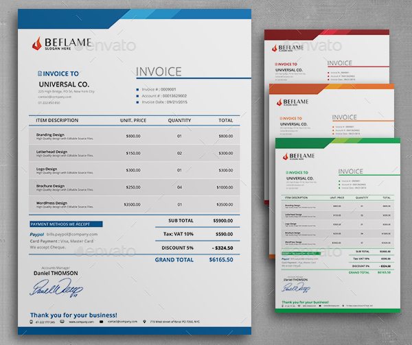 Professional Simple Invoice Templates