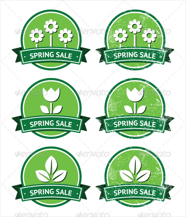 Spring Retro Green Round Labels