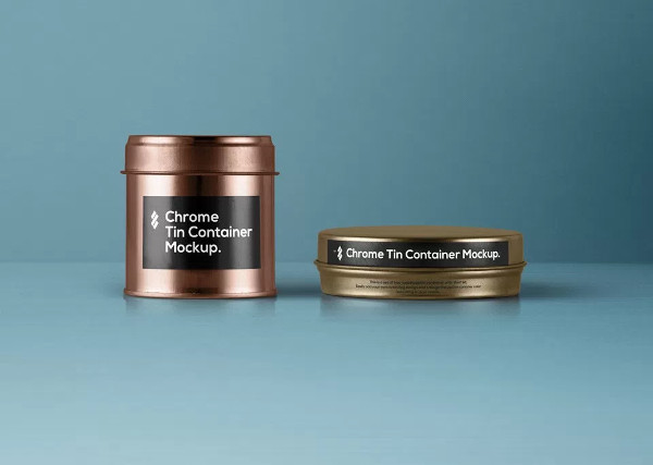 Tin Container Food Packaging Mockup PSD