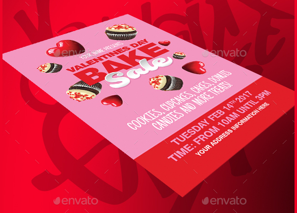 Valentines Day Bake Sale PSD Flyer