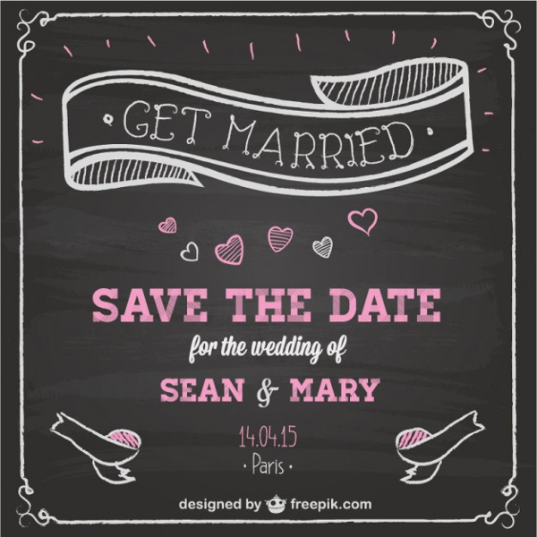 Wedding Invitation Chalkboard Design Free Vector
