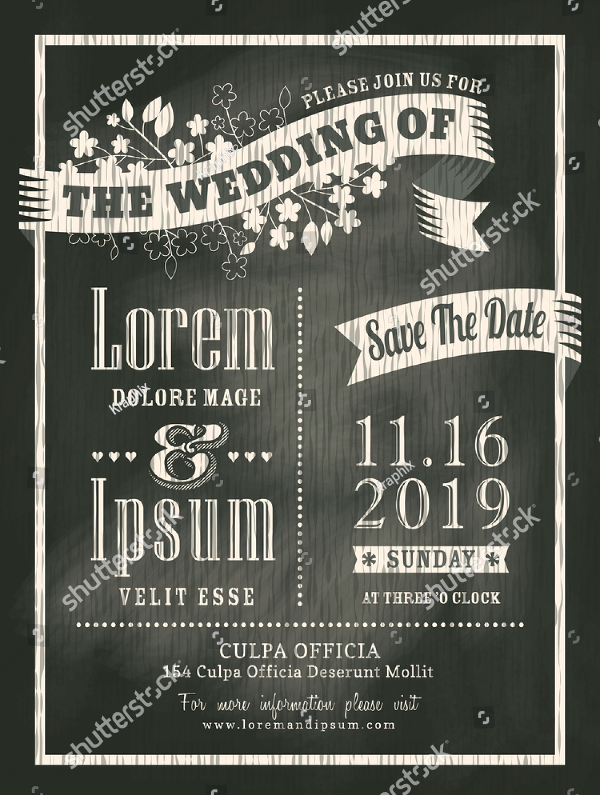 Chalkboard Married Wedding Invitation