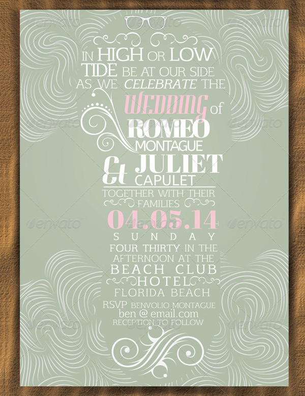 Beach Design Wedding Invitation Template