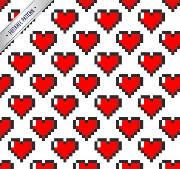 Free Download Pixeled Hearts Pattern