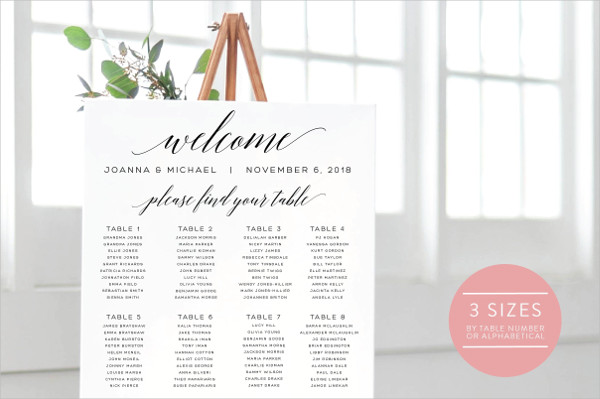 Wedding Seating Chart Editable Template
