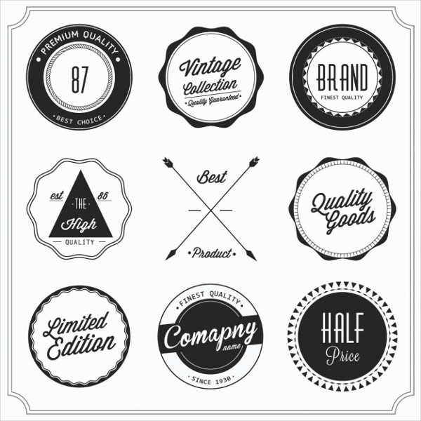 Nine Retro Badge Free Vector