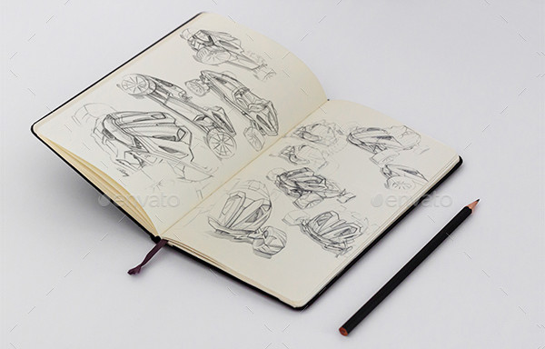 Photorealistic Sketch Book Mockups